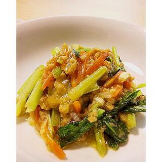 有機小松菜と大豆ミートのシャキシャキ炒め